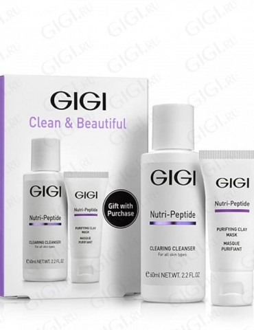 NP Clean&Beautiful \ Дорожный набор для идеально чистой кожи (пептидный очищ. гель 60 мл и очищ. глинянная маска 15 мл) 